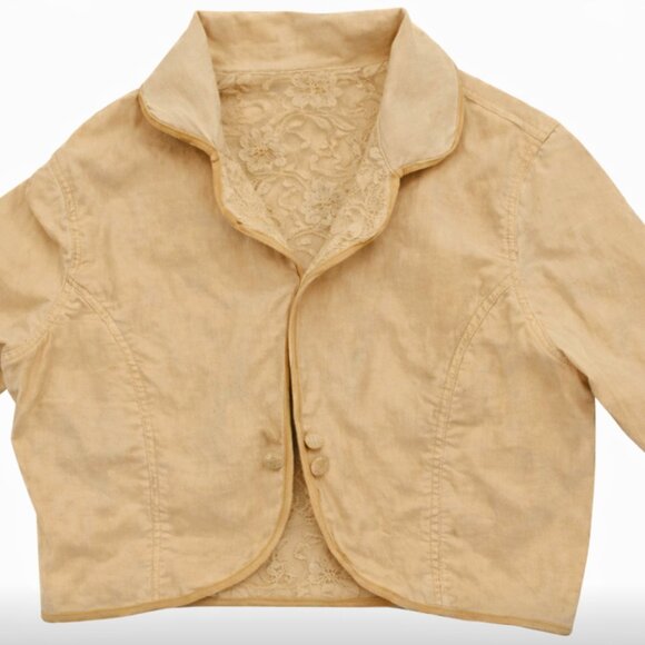 Anthropologie Vintage Reversible Lace / Corduroy Cropped Jacket - Picture 2 of 7